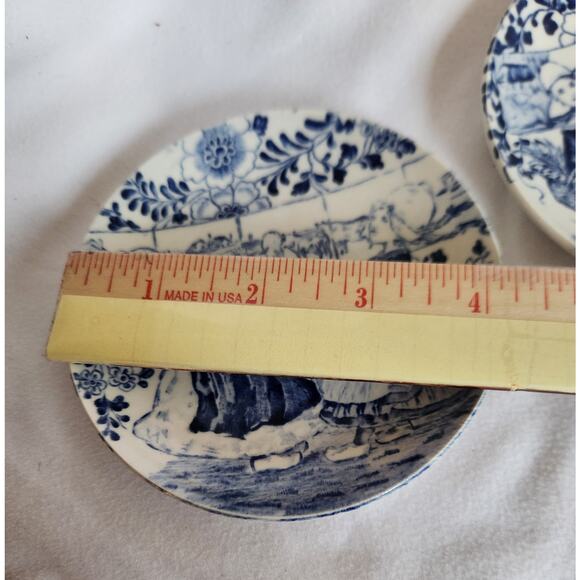 Vtg. Boch Delfts Miniature Blue & White Plates Set of 3 Dutch Children Scenes 4” - Picture 7 of 7